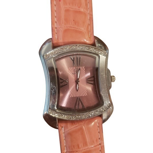 Brighton Accessories - Brighton Rhinestone‎ Bezel Pink Croco Embossed Genuine Leather Strap Watch Women